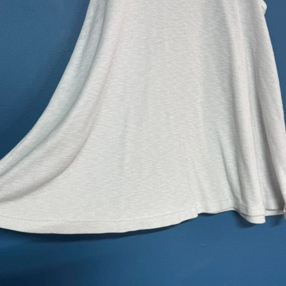 Free People Ribbed Tank Top Women's Size Medium White High Neck Flare Boho Indie